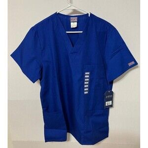 NWT Cherokee Medical Scrubs RN Nurse Unisex V Neck Top 4876 Royal Blue Sz Small